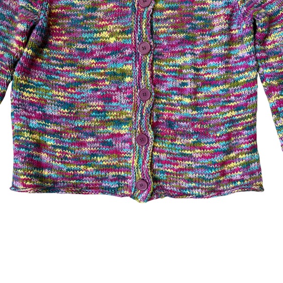 Vintage Talbots Women's Multicolor Cardigan Button Up Knit Heavy Cotton Sweater - Picture 5 of 7